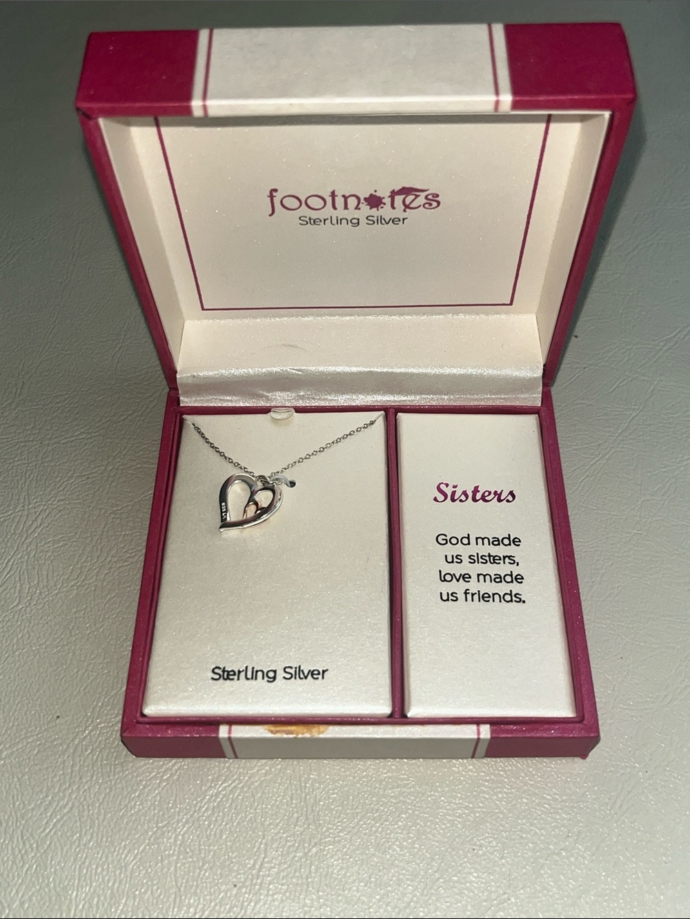 Footnotes 925 Sterling Silver Sisters Heart Pendant Necklace
